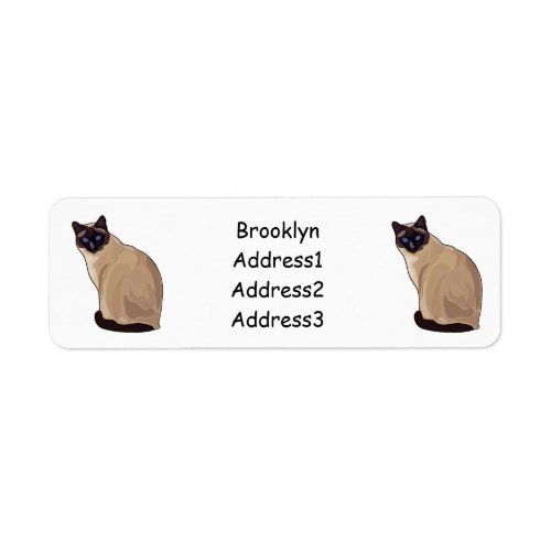 Siamese cat cartoon illustration label