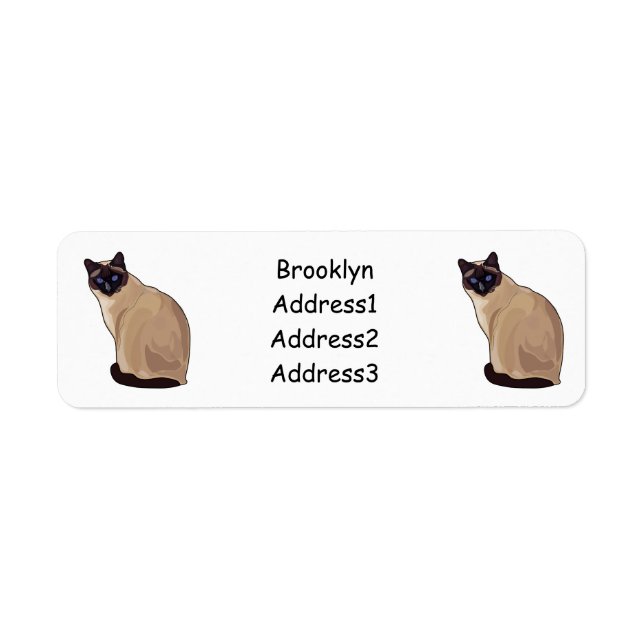 Siamese cat cartoon illustration label (Front)