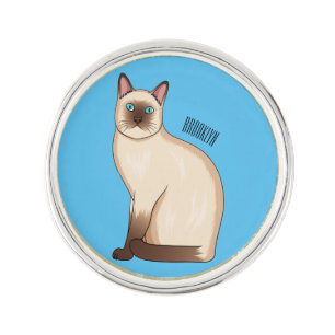 Siamese cat cartoon illustration lapel pin