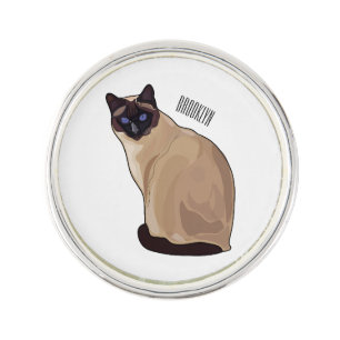 Siamese cat cartoon illustration lapel pin