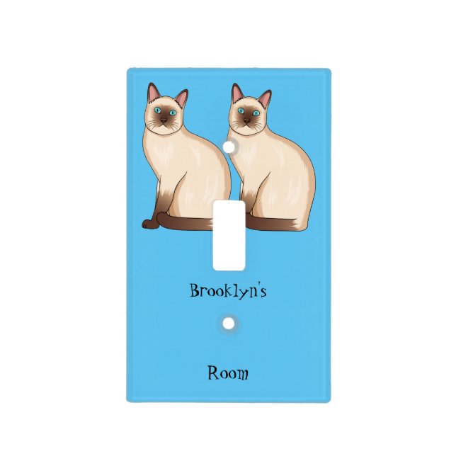 Siamese cat cartoon illustration  light switch cover (Front)