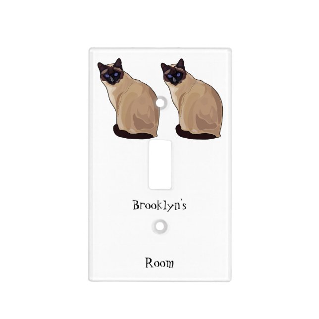Siamese cat cartoon illustration light switch cover (Front)