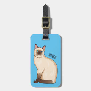 Siamese cat cartoon illustration luggage tag
