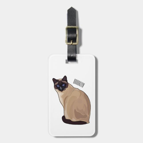 Siamese cat cartoon illustration luggage tag