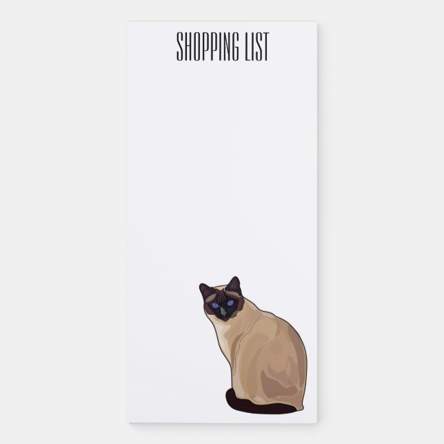Siamese cat cartoon illustration  magnetic notepad (Front)