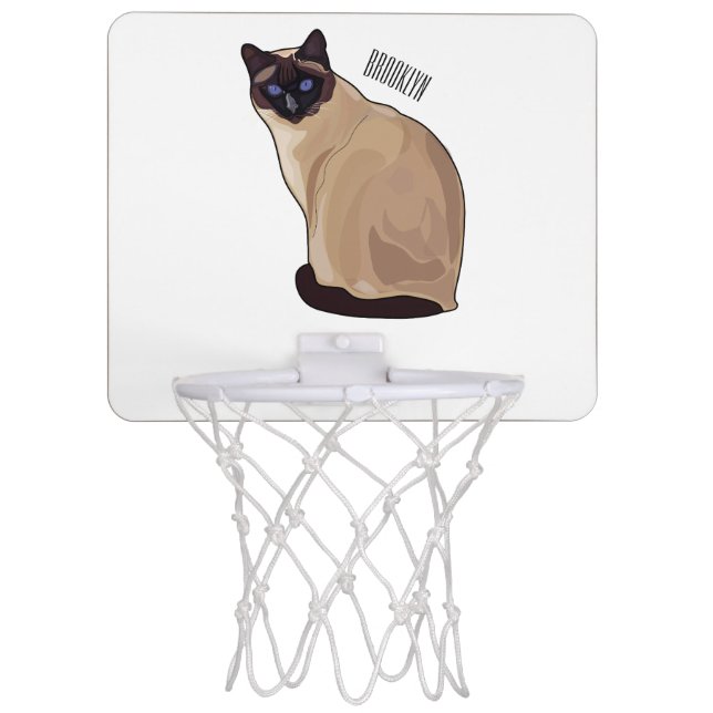 Siamese cat cartoon illustration  mini basketball hoop (Front)