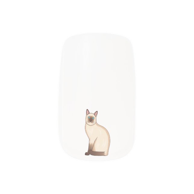 Siamese cat cartoon illustration minx nail art (Left Thumb)