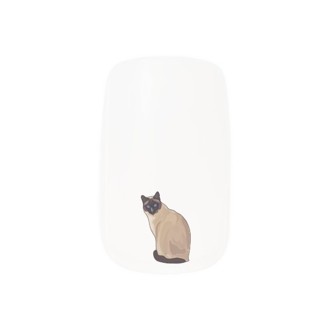Siamese cat cartoon illustration  minx nail art (Left Thumb)