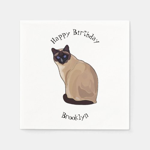 Siamese cat cartoon illustration napkins