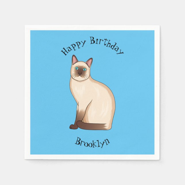Siamese cat cartoon illustration  napkins (Front)