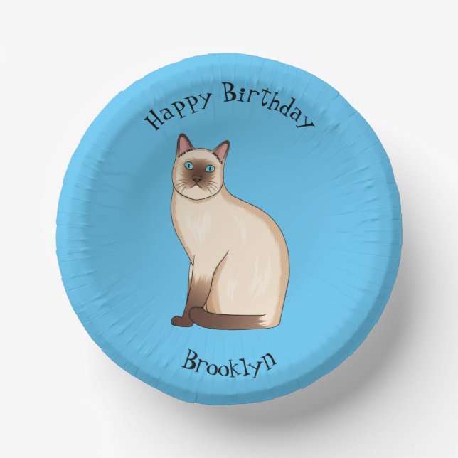 Siamese cat cartoon illustration paper bowls (Front)