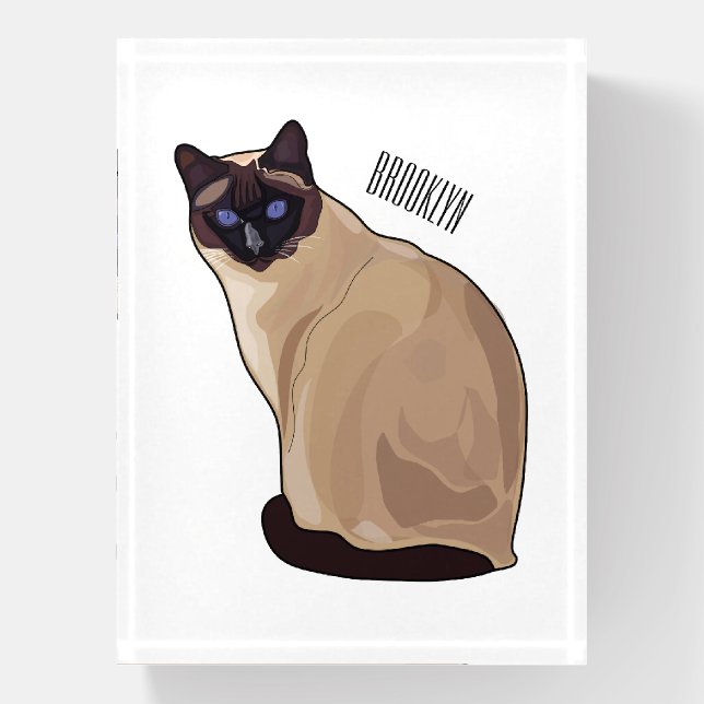 Siamese cat cartoon illustration  paperweight (Vertical)