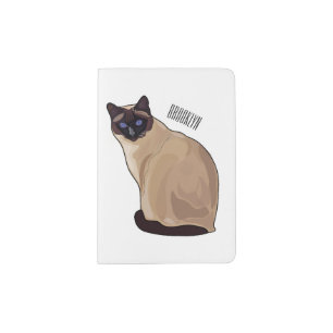 Siamese cat cartoon illustration passport holder