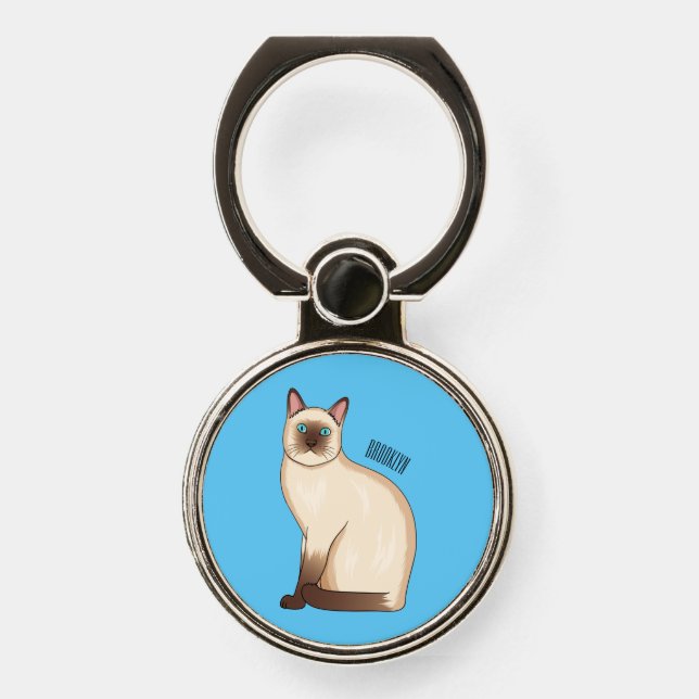 Siamese cat cartoon illustration  phone ring stand (Front)