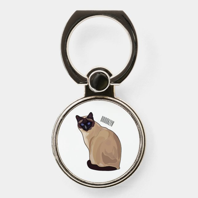 Siamese cat cartoon illustration  phone ring stand (Front)