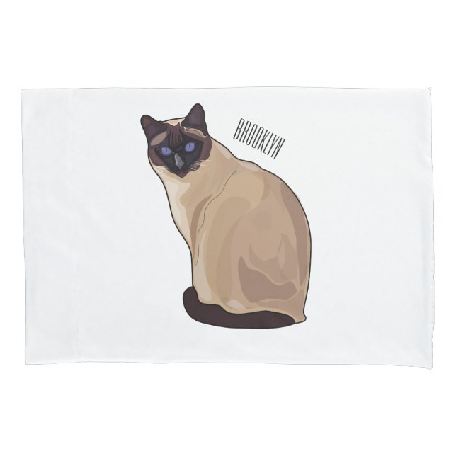 Siamese cat cartoon illustration  pillow case (Front)