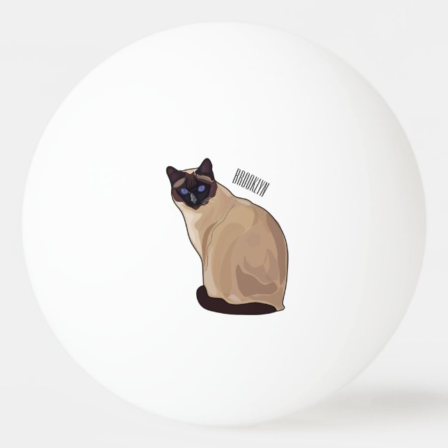 Siamese cat cartoon illustration  ping pong ball (Front)
