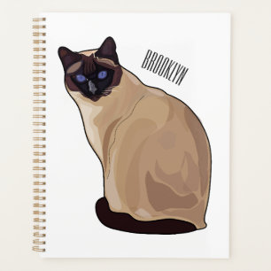 Siamese cat cartoon illustration  planner
