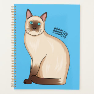 Siamese cat cartoon illustration planner