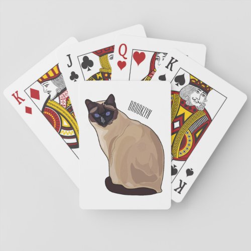Siamese cat cartoon illustration  playing cards