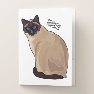 Siamese cat cartoon illustration pocket folder