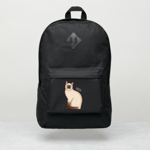 Siamese cat cartoon illustration port authority backpack