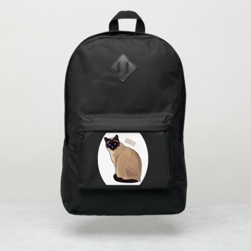 Siamese cat cartoon illustration  port authority backpack