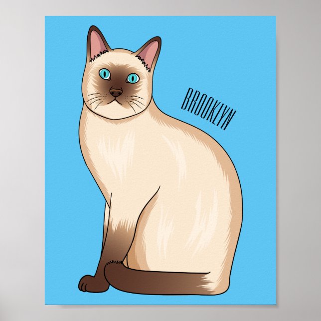 Siamese cat cartoon illustration poster (Front)
