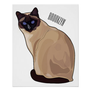 Siamese cat cartoon illustration  poster