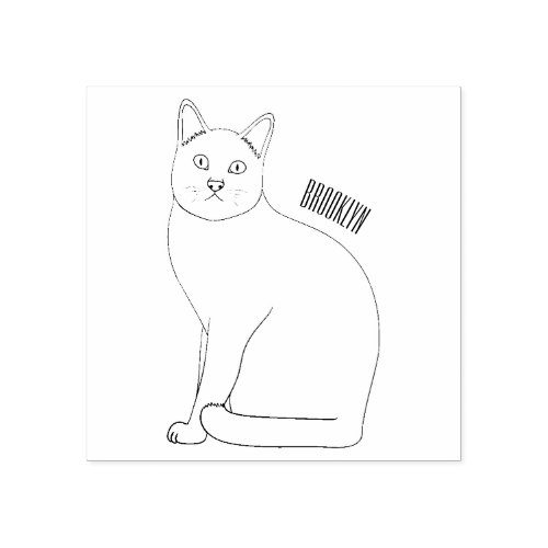 Siamese cat cartoon illustration rubber stamp