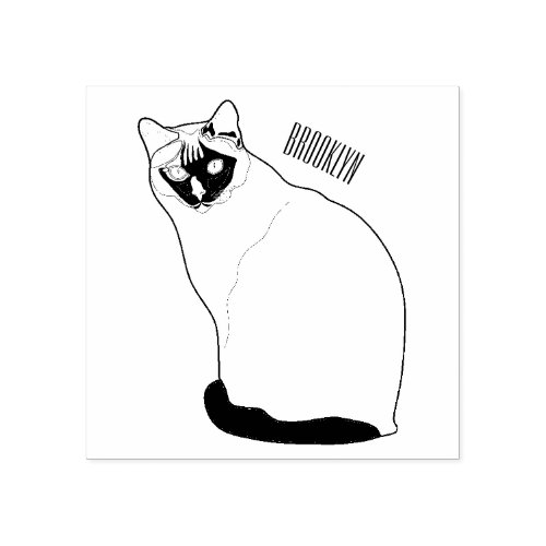 Siamese cat cartoon illustration rubber stamp