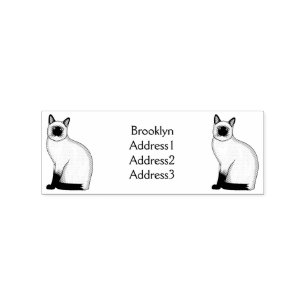 Siamese cat cartoon illustration  rubber stamp