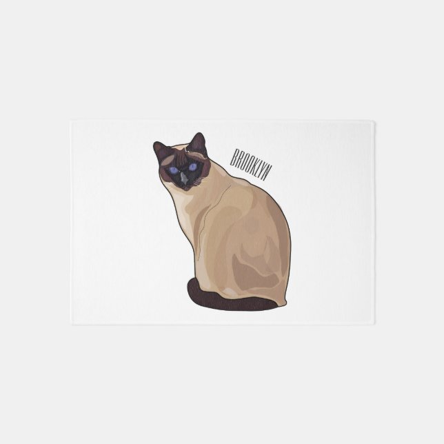 Siamese cat cartoon illustration  rug (Front)
