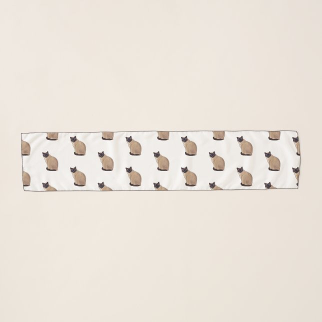 Siamese cat cartoon illustration  scarf (Front (Horizontal))