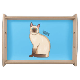 Siamese cat cartoon illustration serving tray