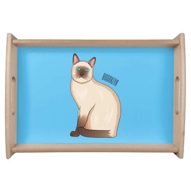 Siamese cat cartoon illustration serving tray (Front)