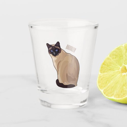 Siamese cat cartoon illustration  shot glass