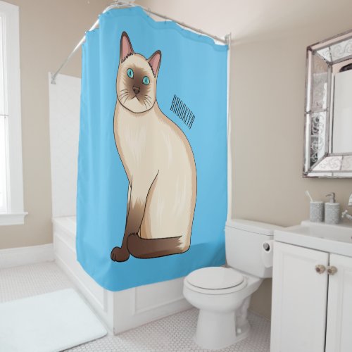 Siamese cat cartoon illustration shower curtain