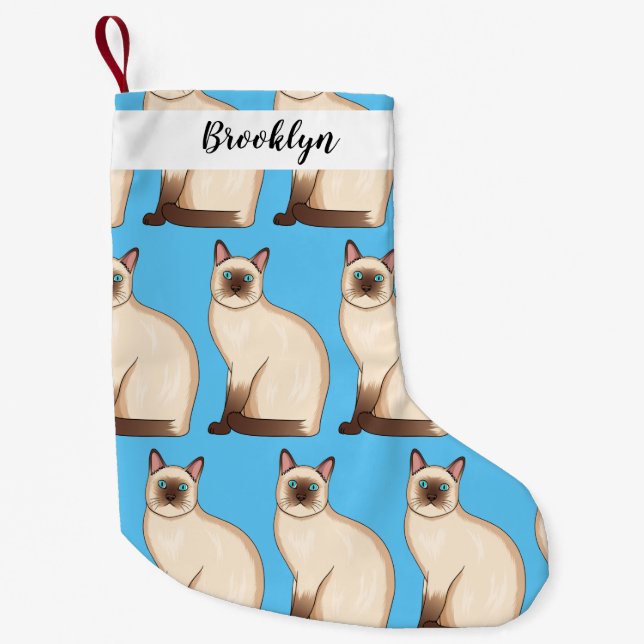 Siamese cat cartoon illustration  small christmas stocking (Front)