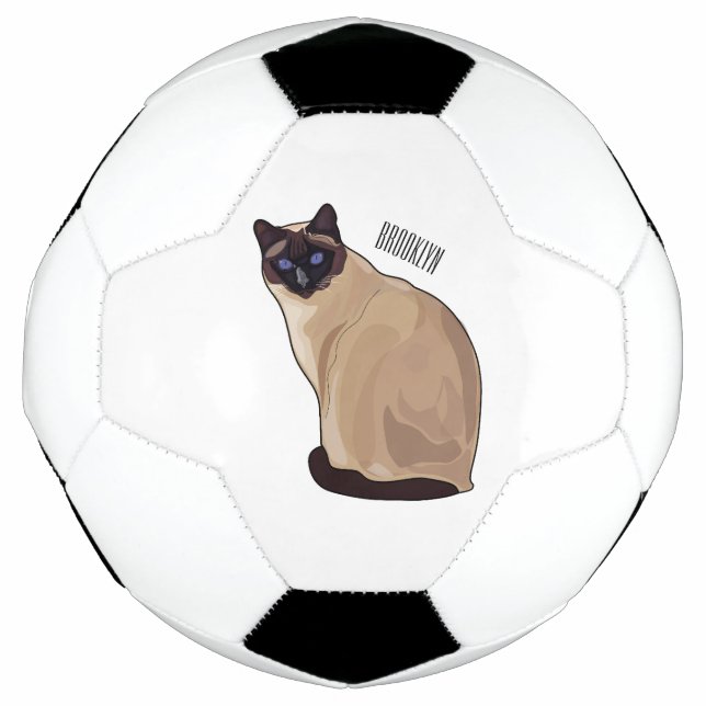 Siamese cat cartoon illustration  soccer ball (Front)