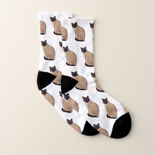 Siamese cat cartoon illustration  socks