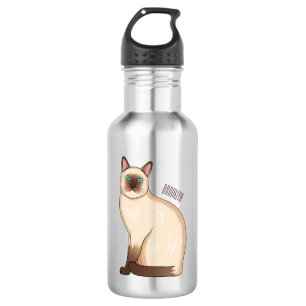 Siamese cat cartoon illustration stainless steel water bottle