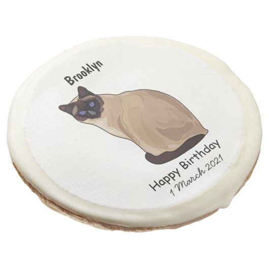 Siamese cat cartoon illustration sugar cookie (Angled)