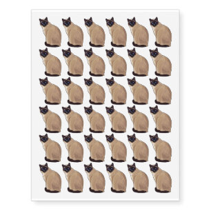 Siamese cat cartoon illustration temporary tattoos