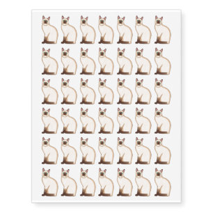 Siamese cat cartoon illustration temporary tattoos