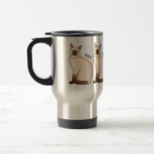 Siamese cat cartoon illustration  travel mug