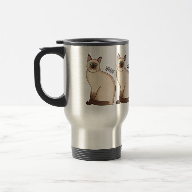 Siamese cat cartoon illustration  travel mug (Left)