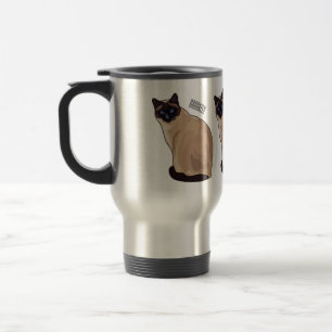 Siamese cat cartoon illustration  travel mug