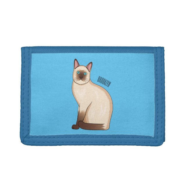 Siamese cat cartoon illustration trifold wallet (Front)
