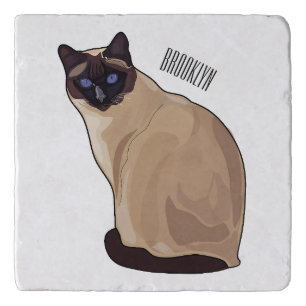 Siamese cat cartoon illustration  trivet